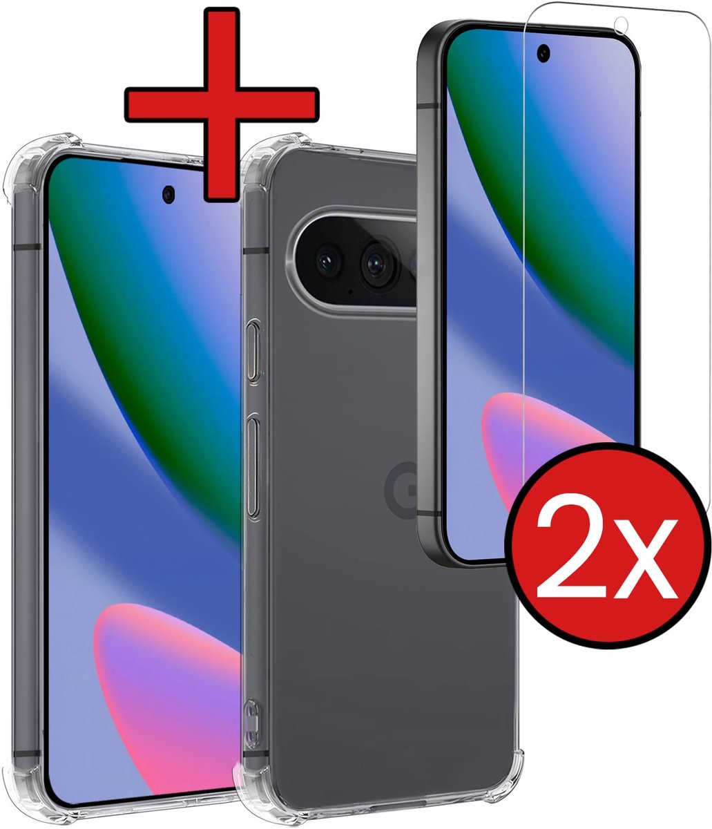 Hoesje - Met Screenprotector - 2 Stuks - Geschikt voor Google Pixel 11 Pro XL - Sterk & Shockproof - Back Cover - Siliconen Case - Telefoon Hoes - Shock Proof - Telefoonhoes - Transparant