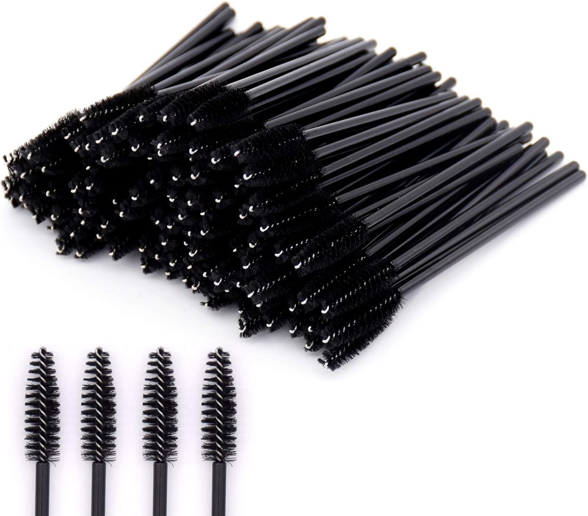 100Pcs Wegwerp Mascara Stokjes Zwarte Wimperborstels Voor Wimperverlenging Wenkbrauw Applicator Cosmetische Make-up Borstel Tool Kits