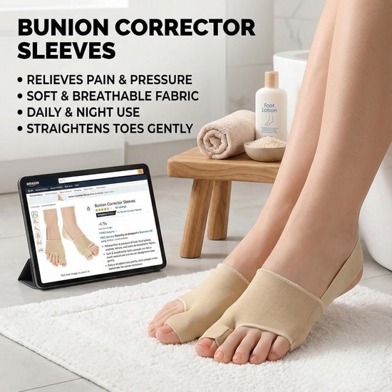 Corrigerende Bandage voor Hallux Valgus, Effectieve Pijnverlichting, Ademend en Verstelbaar, Geschikt voor Dag- en Nachtgebruik, 1 Paar, Voetcomfort en Ondersteuning