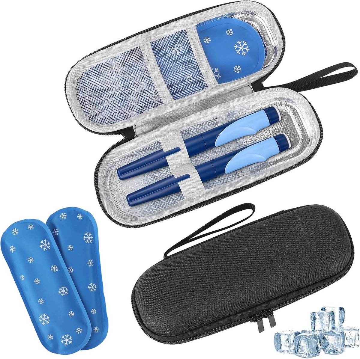 Koeltas voor Insuline met 2 Koelbatterijen, Mini Insulinepen, Zwart - Ideaal voor Diabetes Zorg