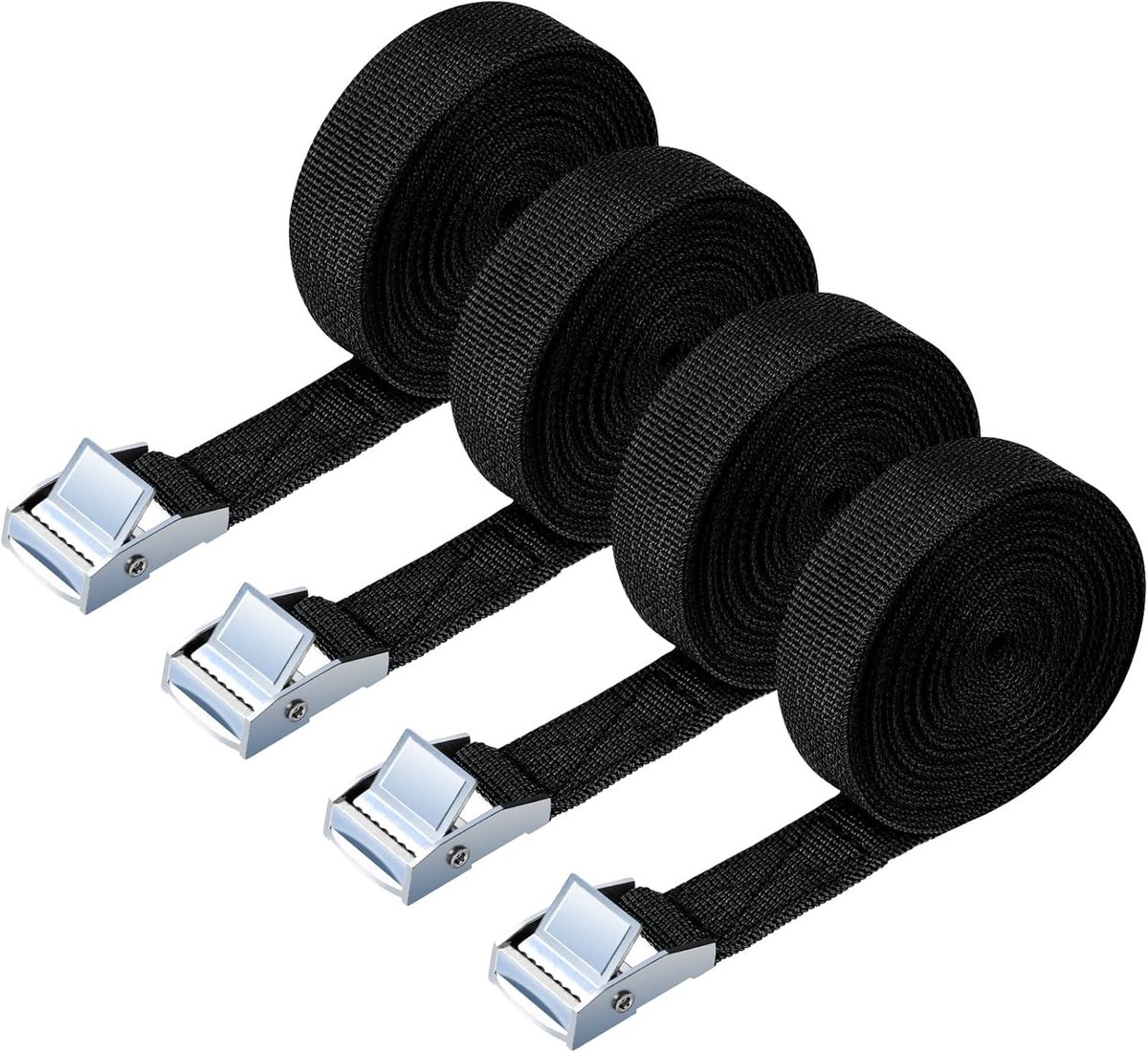 Zware Lashing Straps Set van 4 Stuks, 5M Verstelbare Spanbanden voor Motoren, Vrachtwagens en Aanhangers, 250kg Laadcapaciteit, Snelle Ontgrendeling