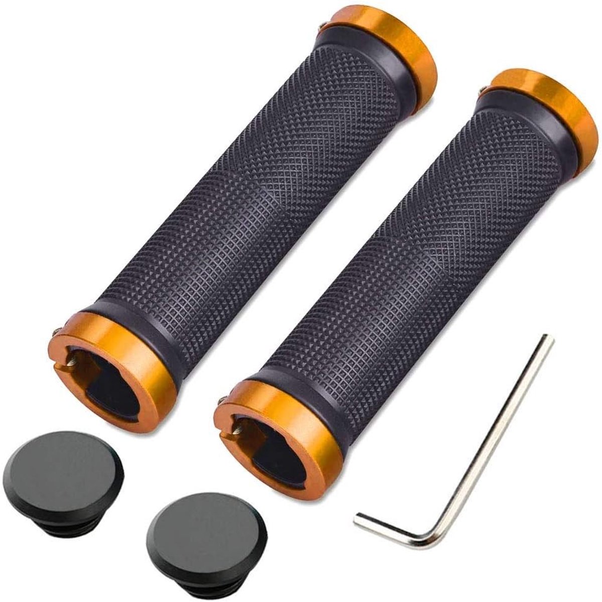 Ergonomische mountainbike handgrepen met dubbele vergrendeling, antislip rubber, 22 mm diameter, ideaal voor BMX en MTB
