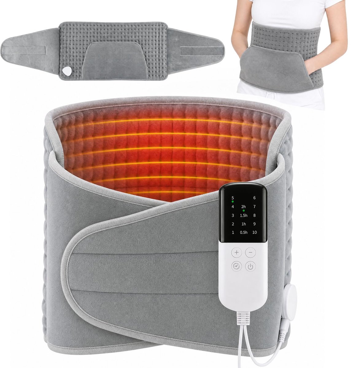 Elektrisch warmtekussen voor rug en buik - 10 temperatuurniveaus - zacht materiaal - ideaal voor ontspanning - ShopVlot