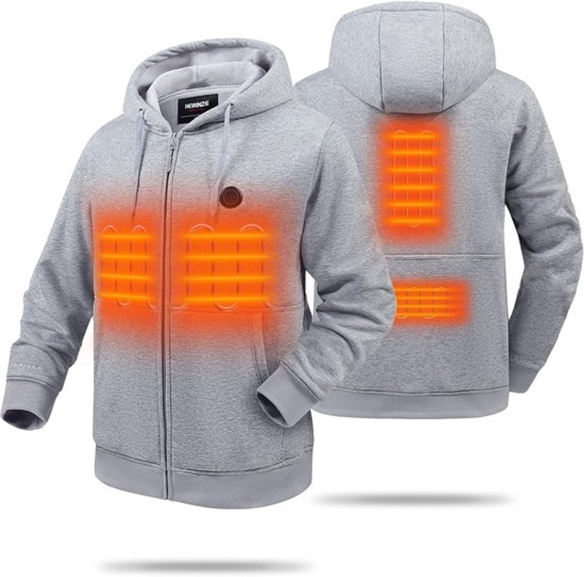 Verwarmbare hoodie met ritssluiting en 7,4 V batterijpack voor mannen en vrouwen - volledig verwarmd sweatshirt (uniseks)