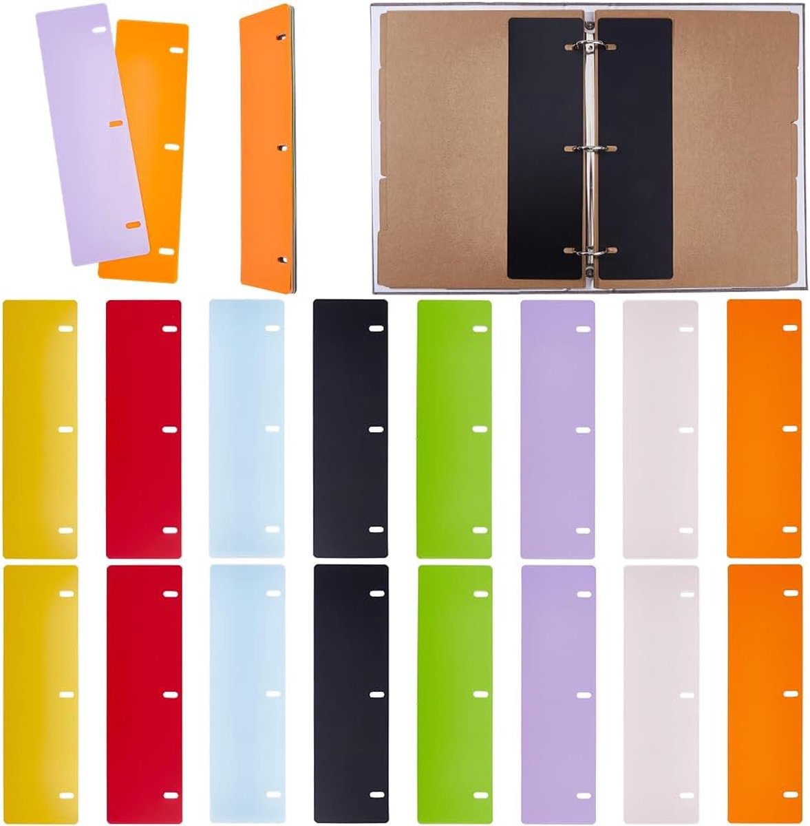 24 stuks platte laken lifters 8 kleuren passen standaard 3 ringmappen 35 x 7,1 cm plastic afvlakkers beschermen pagina bladen index tabbladen tegen scheuren krullen kantoor zakelijke