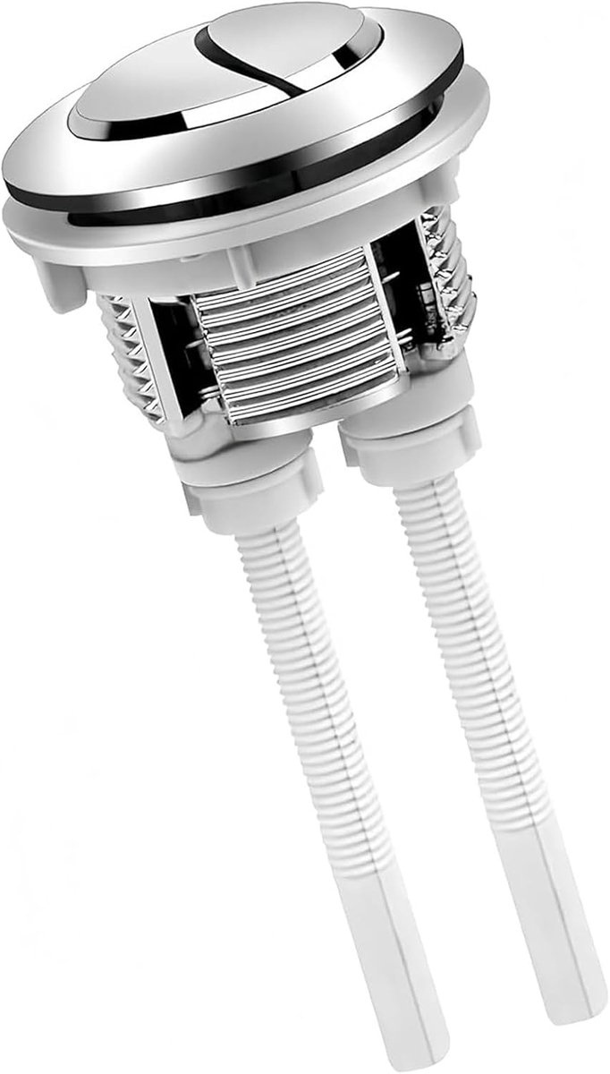 spoelknop, dubbele bediening, vervangingsset, diameter 3,7-4,4 cm, robuust design, zilver