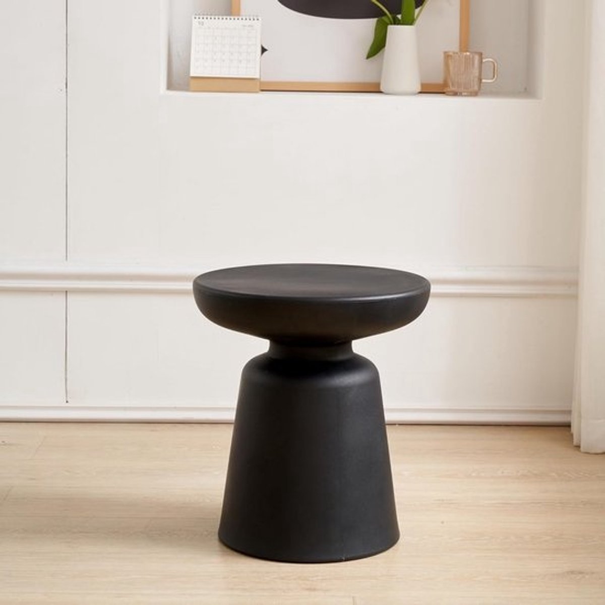 Bijzettafel Rond - Salontafel Tafeltje - Decoratie Plaatsen - Geen Montage Nodig - 40 cm Diameter - Zwart