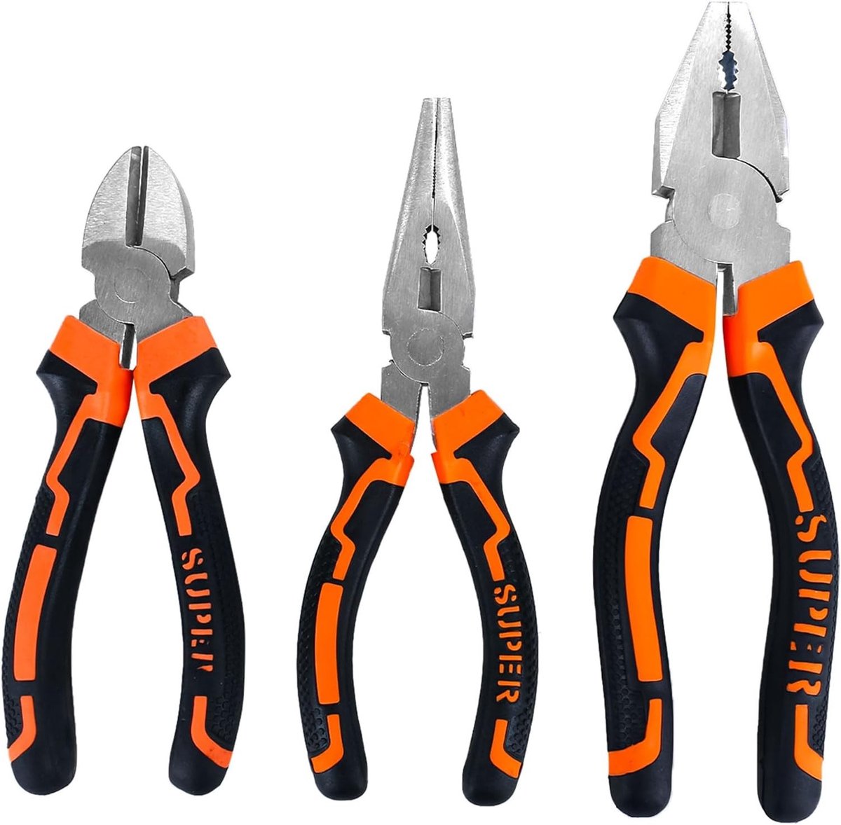 Set van 3 Multifunctionele Tangen - Draadknipper, Plat, Hartvormig - Ideaal voor Elektriciens en DIY Reparaties