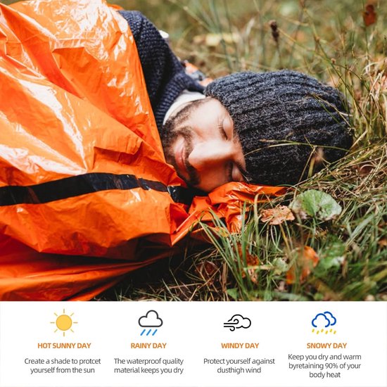 Noodslaapzak voor overleving, waterdichte bescherming tegen kou, ultralicht en compact voor outdoor avonturen — afbeelding 5
