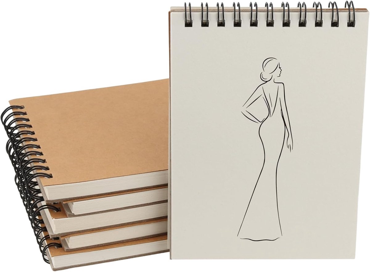 6 stuks schetsboeken, A6, schetsblok, tekenpapier, staand formaat, tekenblok, A6, spiraal, notitieblok, 160 g/m², blanco, notitieblok voor notities, tekeningen, 30 vellen/60 pagina's