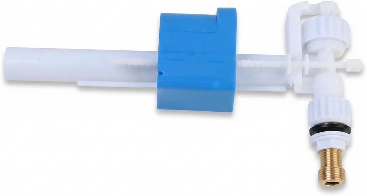 Inlaatventiel voor zijgootsteen met stille drijvers, waterbesparende onderdelen en messing aansluitingen G3/8 en G1/2, geschikt voor standaard keramische spoelmechanismen