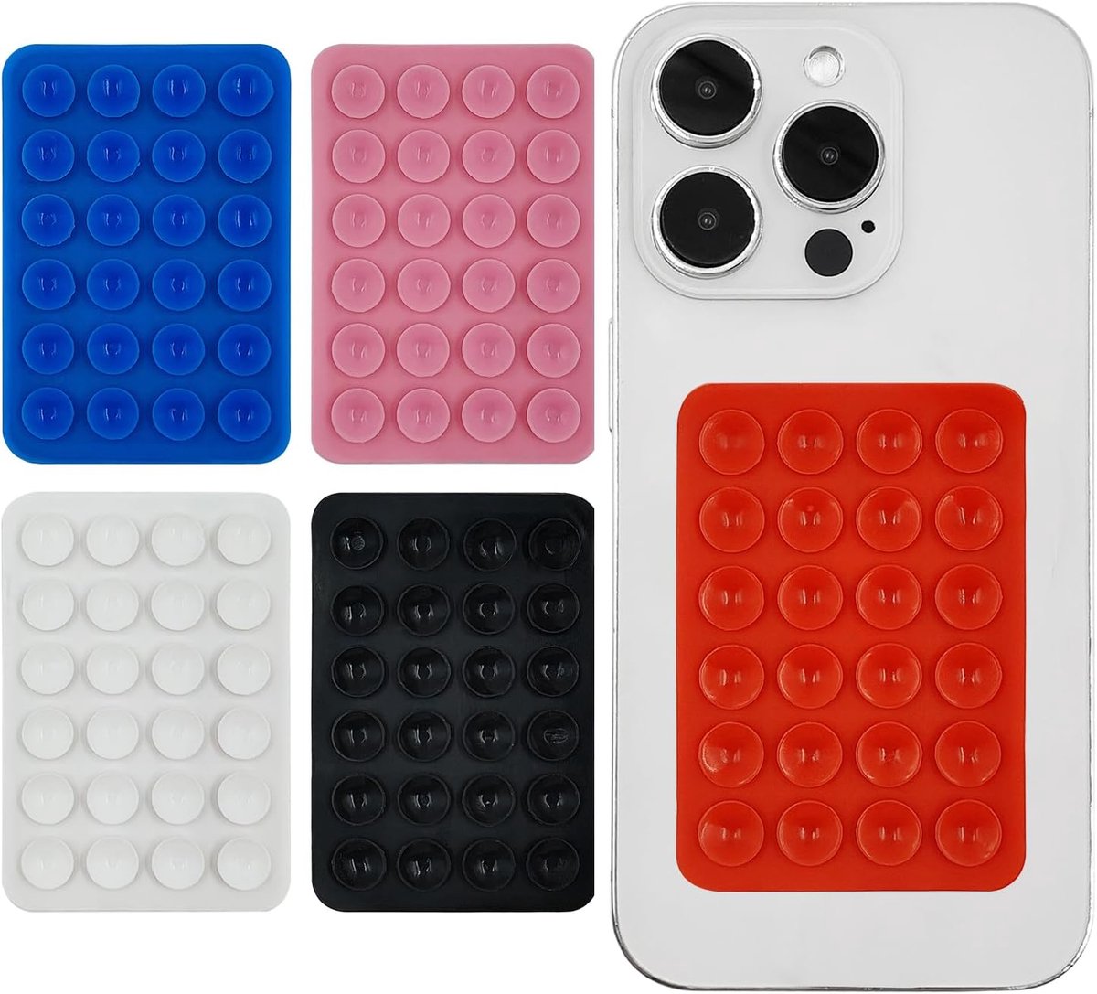 5 Stuks Siliconen Zuignap Telefoonhouder, Dubbelzijdige Multifunctionele Kleverige Houder voor Achterkant Telefoon, Douche, Spiegel, Auto en Selfies