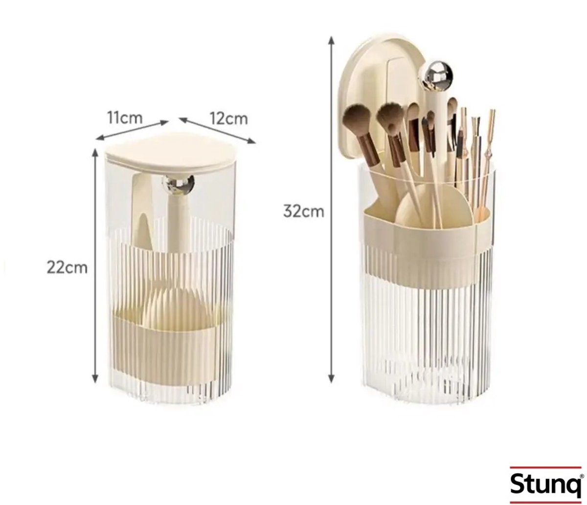 Stunq® Opvouwbare Make-upborstelhouder met Deksel – Stofdicht & Transparant