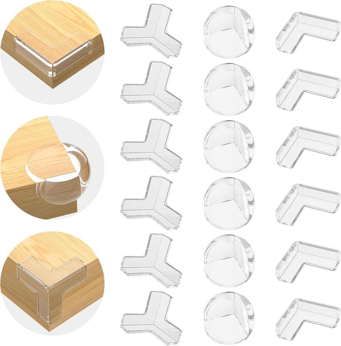 Randbescherming voor baby's, 18 stuks, randbescherming, transparant, randbescherming, zelfklevend, hoekbescherming voor verschillende meubels, beschermt baby's en familieleden