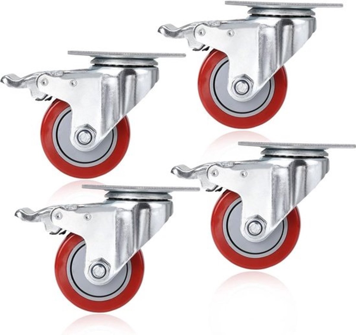 Zwenkwielen PVC 75 mm voor meubels en apparatuur
