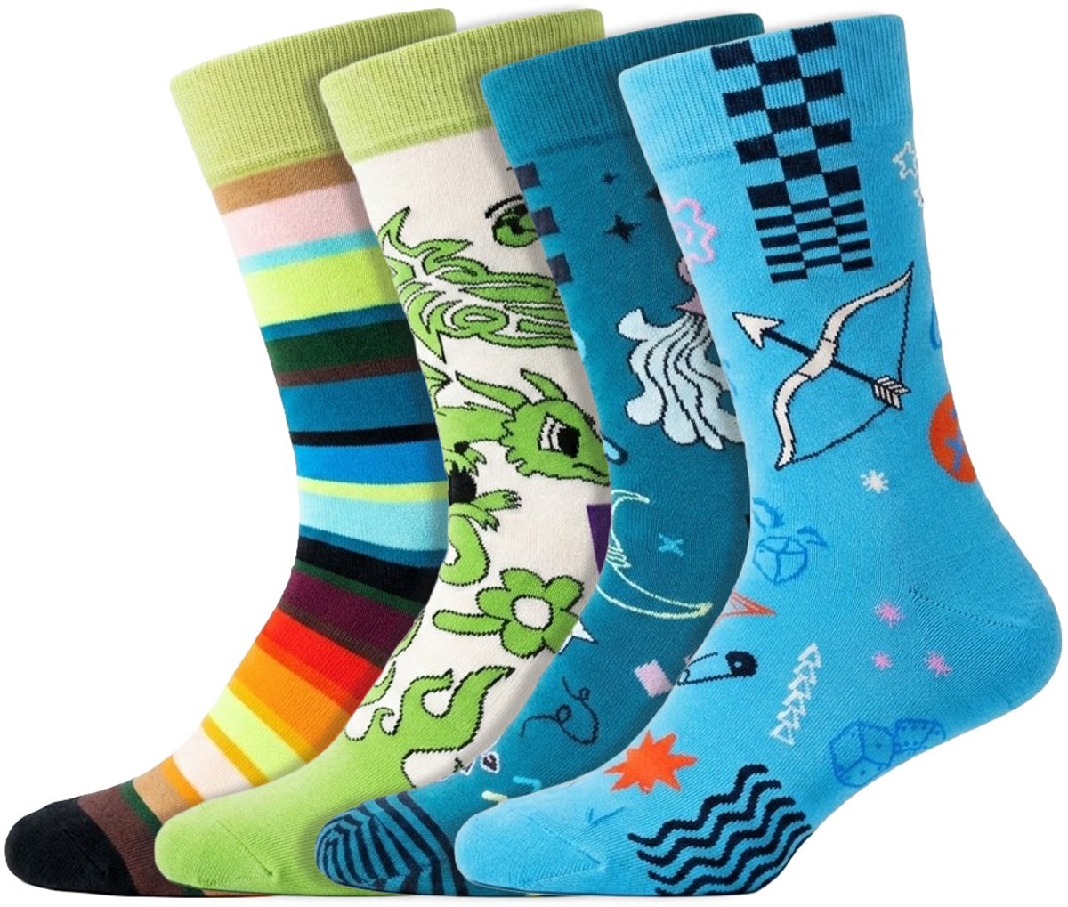 4 Paar – Happy Socks – Thema Sterrenbeeld – Dames & Heren – Katoen – Maat 41/46