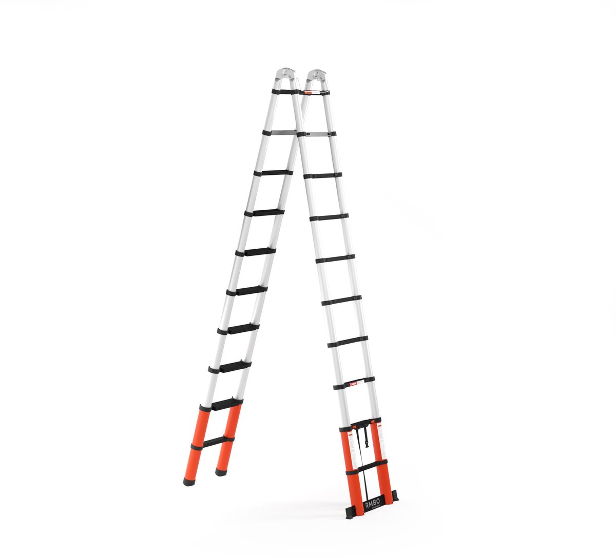 RMBO Professionele Multifunctionele Telescopische Ladder 6,2 m- Telescoopladder - 6,2m lang, Compact en Draagbaar met Soft Closing Systeem - Geschikt voor Particulier en Professioneel Gebruik - Telescopische Vouwladder- Max. Belasting 150 kg, EN 131.