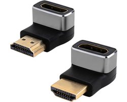 8K HDMI-adapter, 2 stuks, Ultra HD, bidirectioneel, 90° en 270° schuin, HDMI-hoekstekker naar bus, 8K @60Hz, 4K @120Hz, 2.1 hoekadapter, HDR, VRR, Dolby eARC, 3D, 48 Gbps, Geschikt voor PS5, Xbox, TV, PC