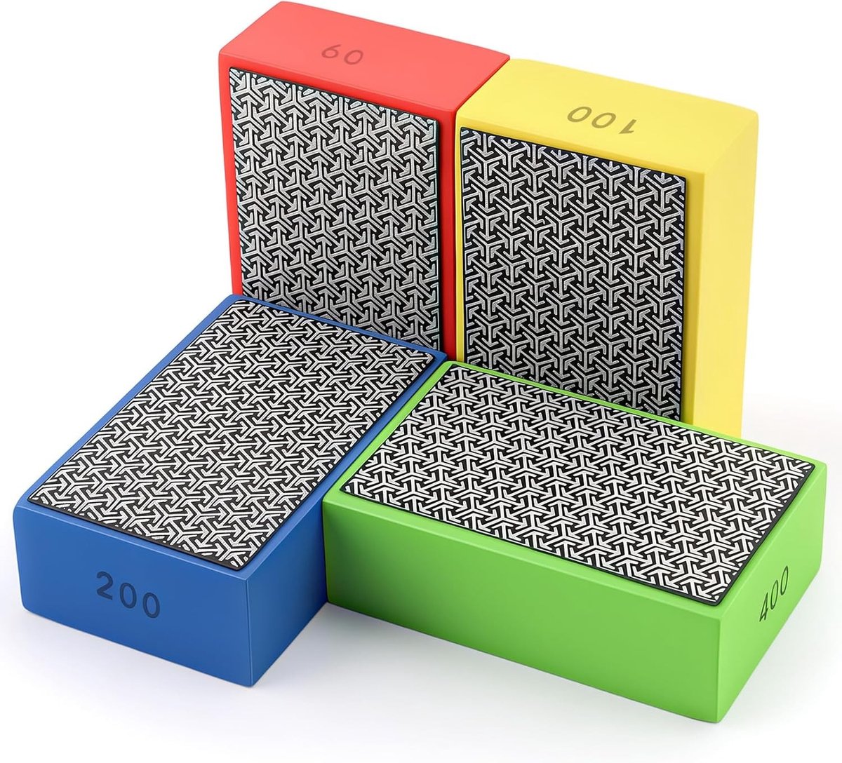4-delige Set Hand Schuurpads voor Tegel Polijsten - 60, 100, 200, 400 Grit - Voor Steen, Glas, Metaal en Hout