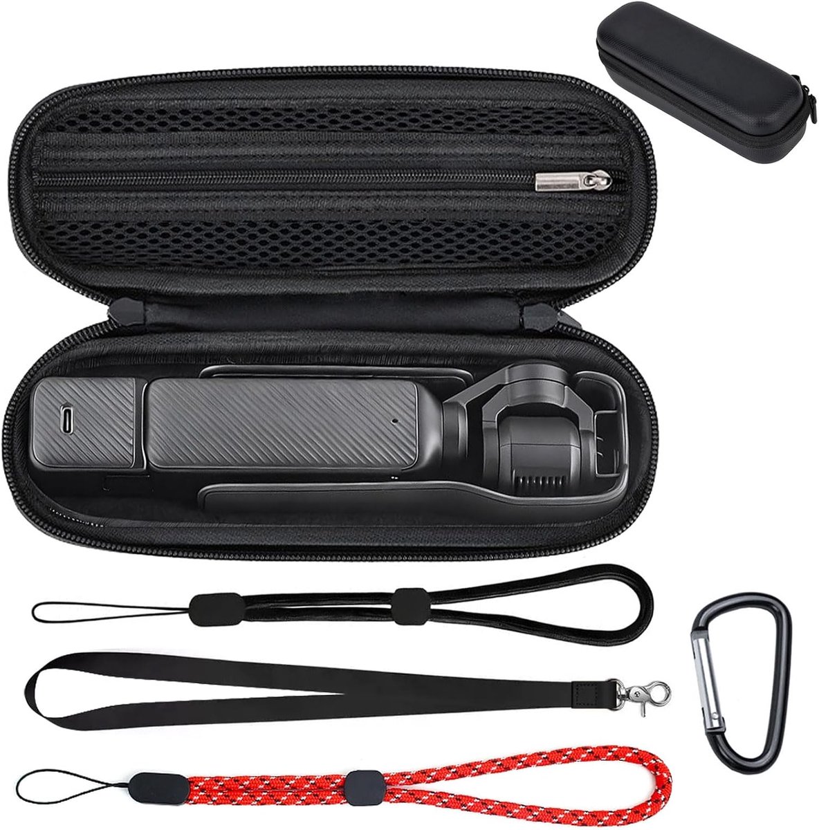 Image of Tas voor DJI Osmo Pocket 3, beschermhoes, hoes voor DJI Pocket 3, accessoires, filter, geheugenkaart, compatibel met Osmo Pocket 3, case, cameratas PU, zwart