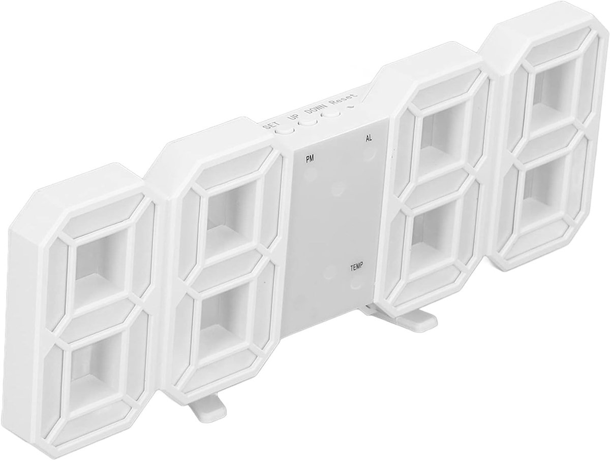 Moderne 3D Digitale Alarmklok met LED Verlichting voor Slaapkamer, Kantoor en Woonkamer met USB Aansluiting