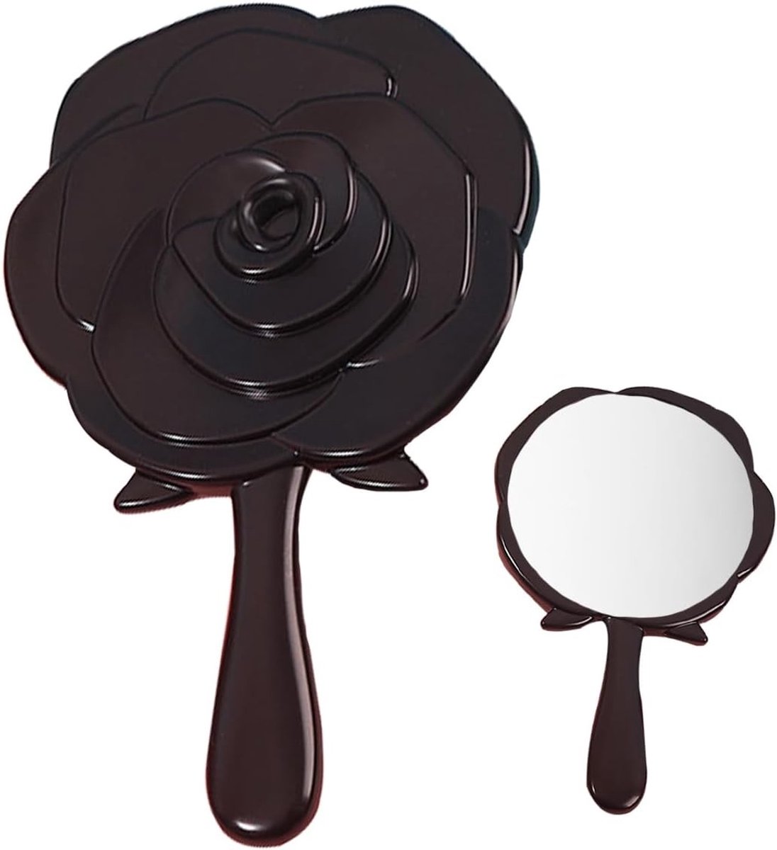 Stijlvolle Vintage Handspiegel in Zwart, Draagbare Spiegels voor Make-up, Haarstyling en Reizen