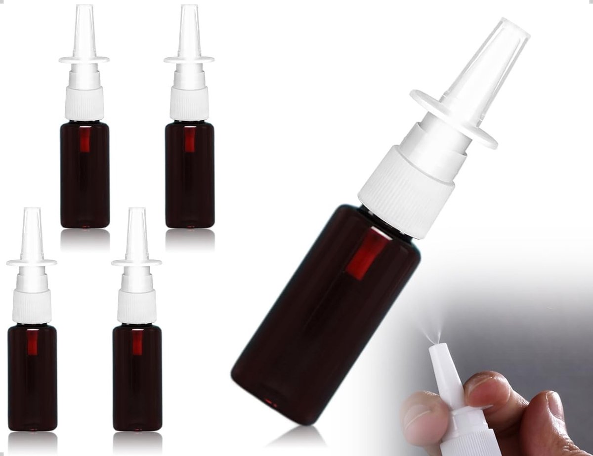 Herbruikbare sprayflessen voor neus, ideaal voor parfum, essentiële oliën en zoutoplossingen - set van 4, met atomizer en handige dop