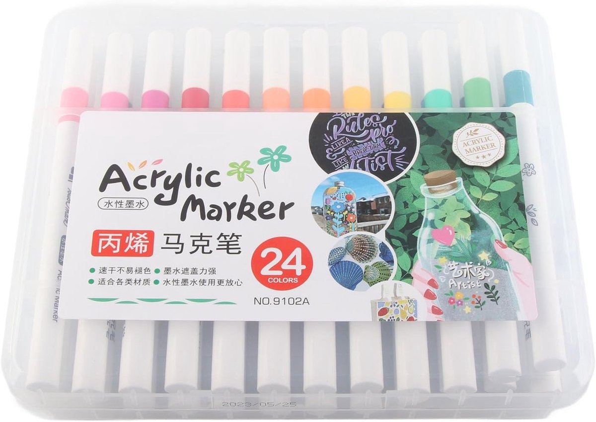 48 Stuks Acryl Stiften met Watergedragen Inkt voor Hout, Metaal en Plastic - Creatief Schilderen en DIY Projecten