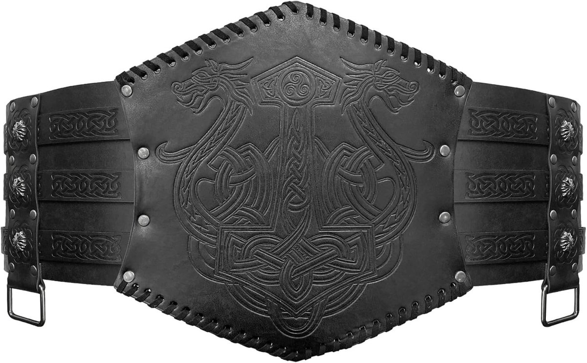 Brede Geëmbossede Riem van Faux Leer, Nordic Taille Pantser voor Middeleeuwse Ridder Kostuum en LARP Activiteiten