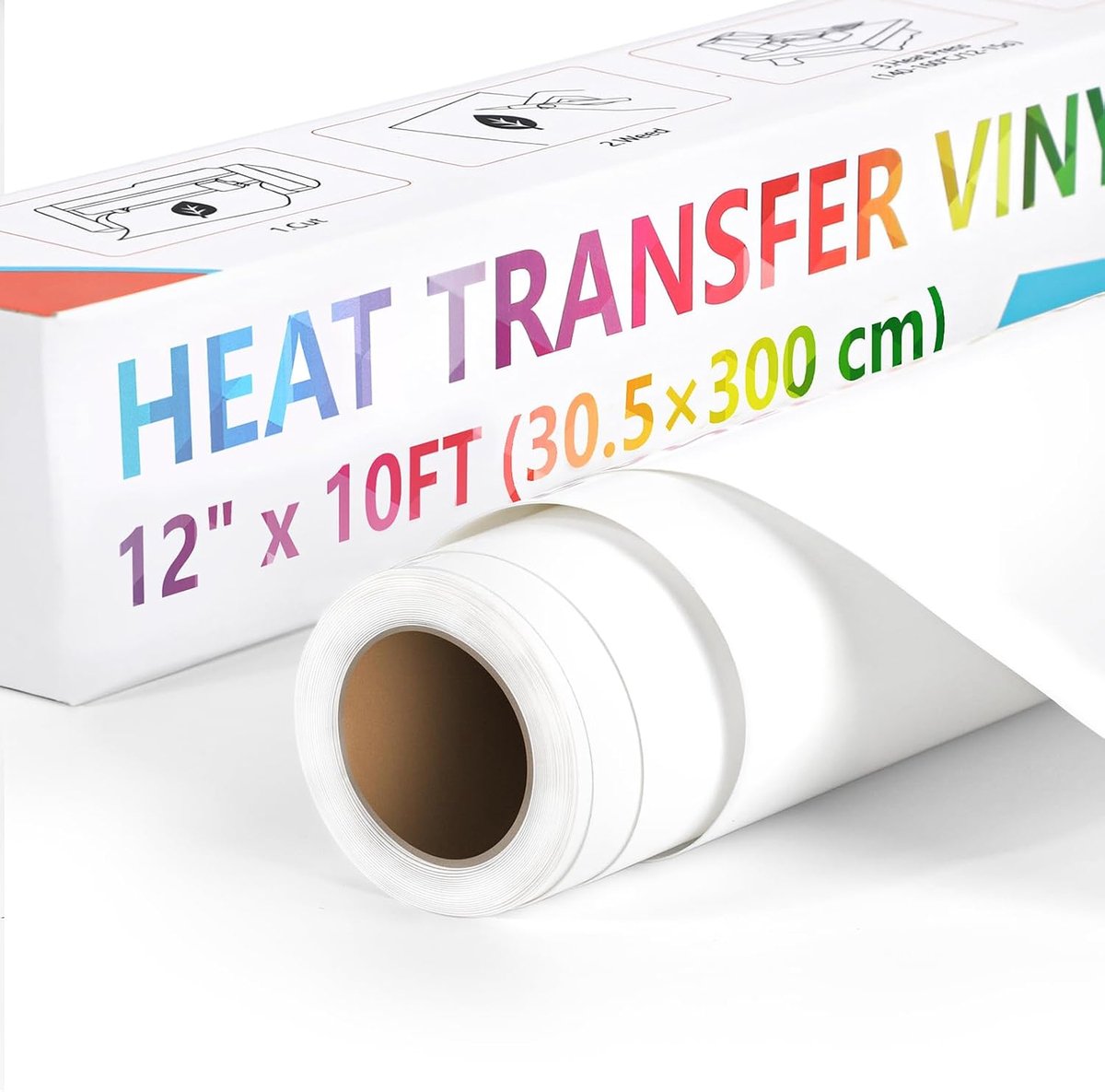 Wit Heat Transfer Vinyl, 30.5 cm x 3 m Versterkt Opstrijkvinyl Voor T-shirts, Petten, Tassen & Stoffen, Eenvoudig Te Snijden en Weed, Perfect Voor DIY Knutselprojecten