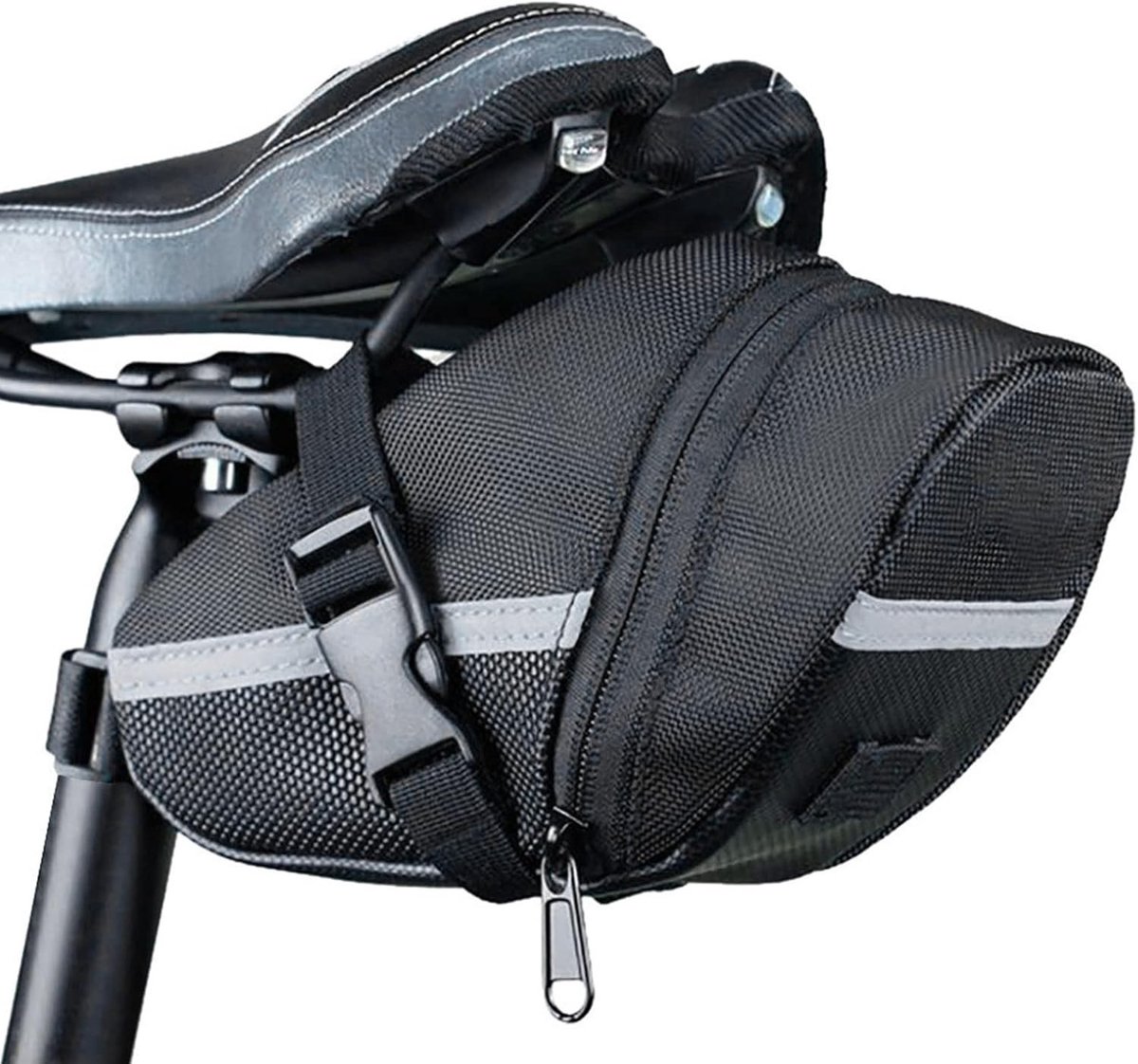 Waterdichte Fietszadel Tas met Flessencompartiment en Reflecterende Elementen voor Fietstoebehoren en Accessoires