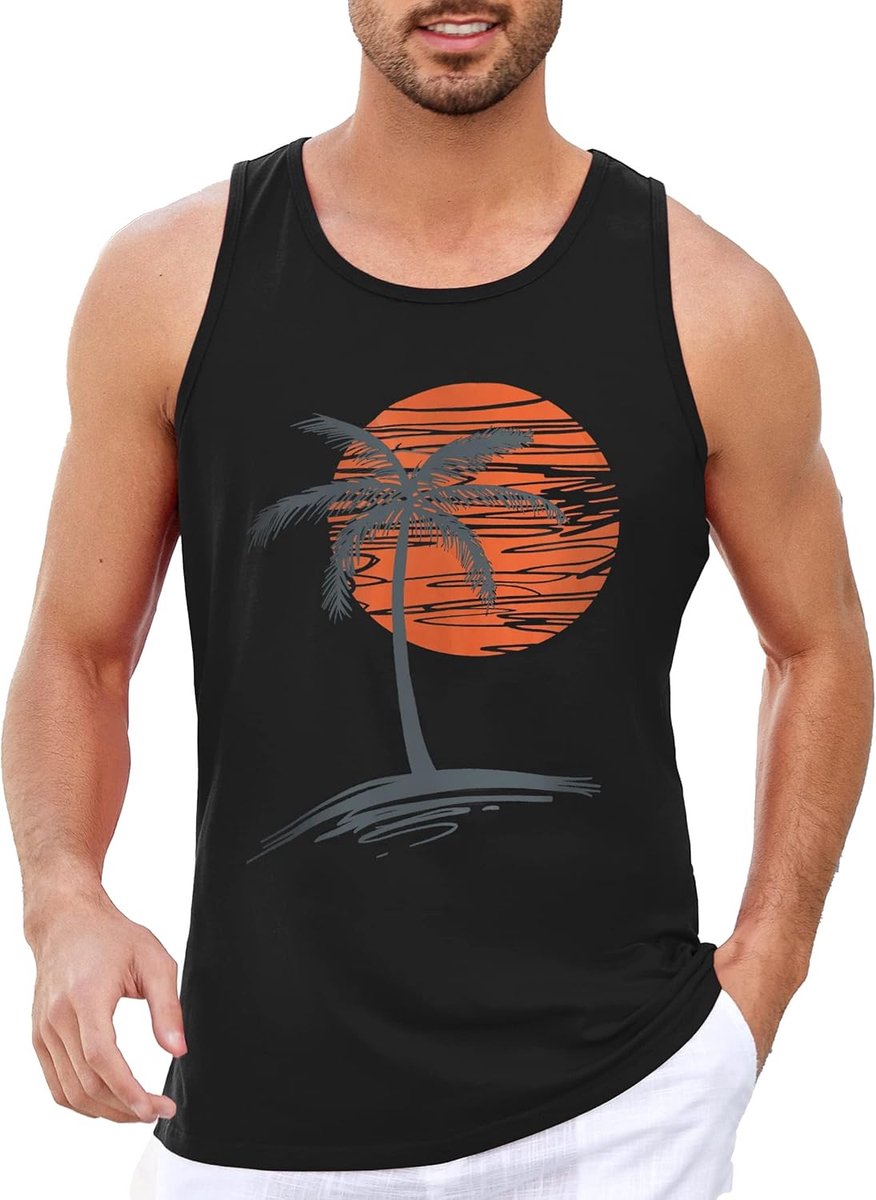 Bedrukte tanktop heren mouwloos sport spiershirt fitness gym training onderhemd katoen ademend bodybuilding shirt