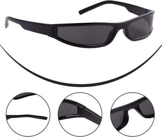Around zonnebril voor mannen en vrouwen, vintage gangsterstijl, futuristische bril, Y2K, trendy retro zonnebrillen — afbeelding 5