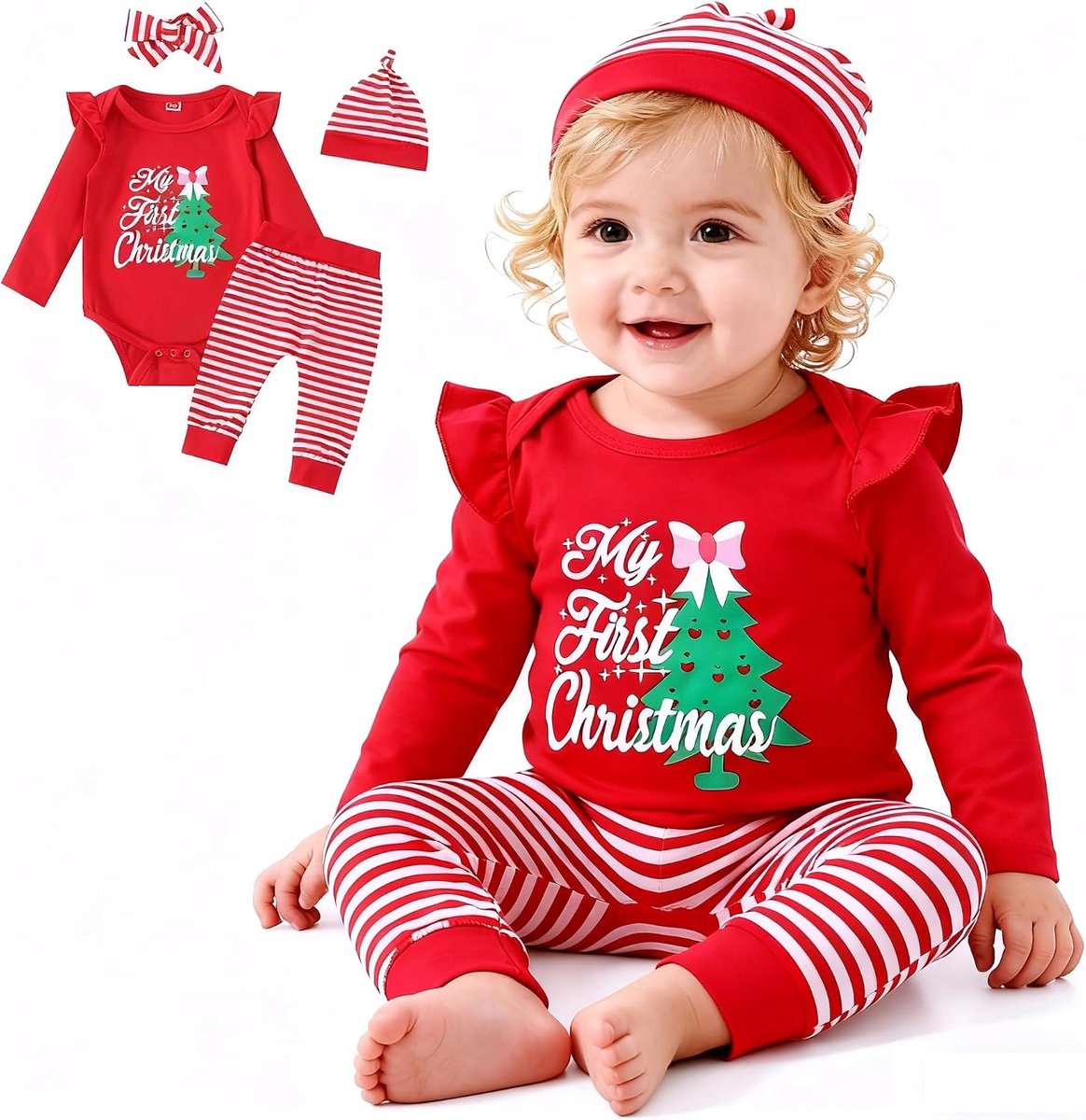 Kerstoutfit meisjes My First Christmas outfit baby pasgeboren kerstoutfit baby's meisjes kerstkleding baby's mijn eerste kerst baby's kerstkostuum baby's 0-18 maanden