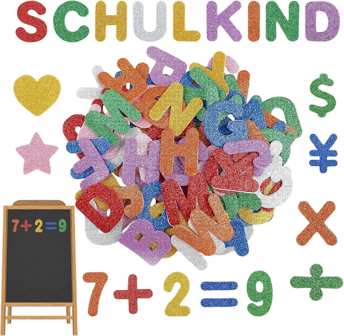 236 Stuks Glitterstickers – Zelfklevende Schuimletters, Glitterschuim Stickers voor Kinderen – Perfect voor Knutselen, Muurdecoratie en Persoonlijke Creaties