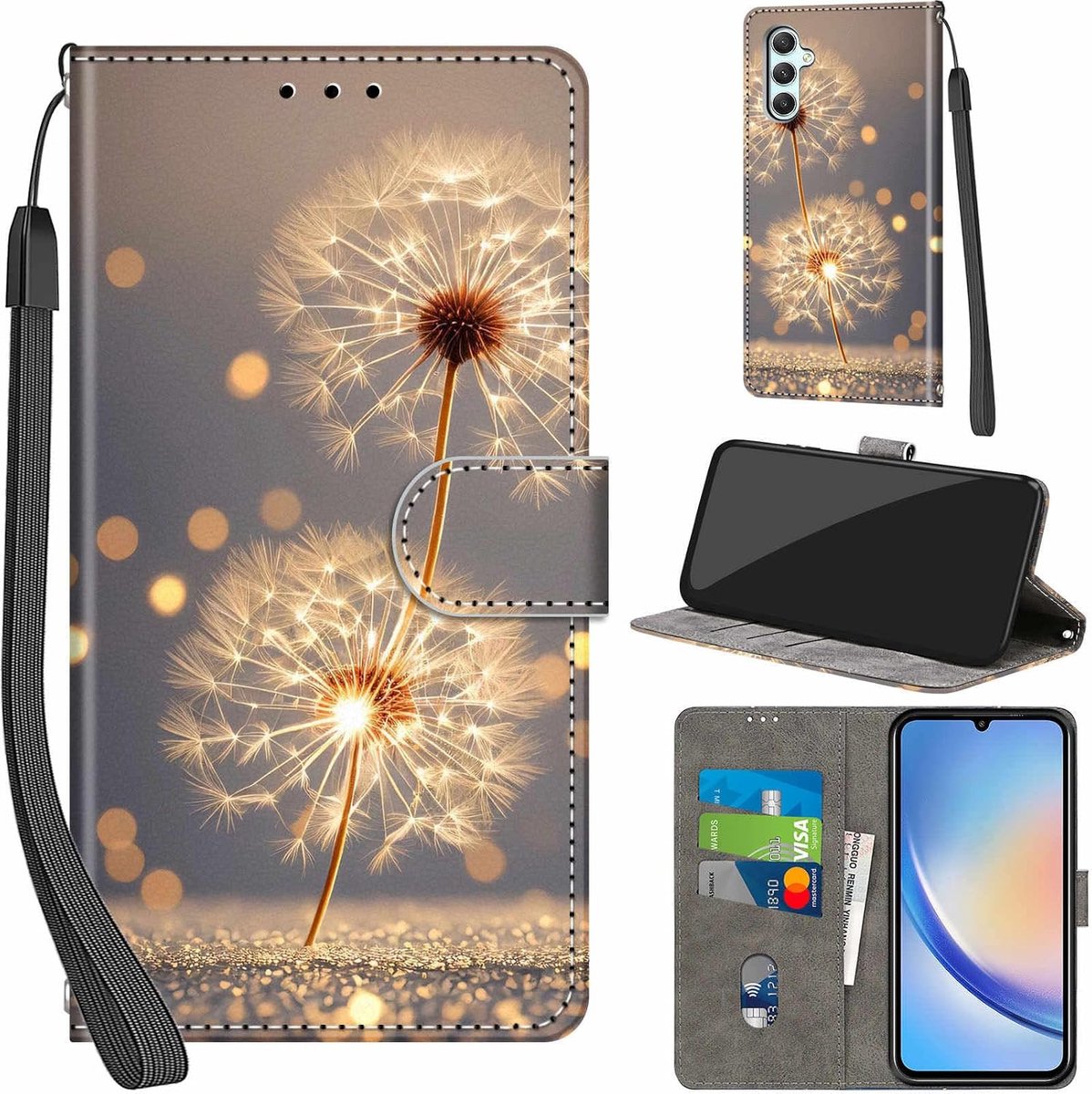 Portemonnee Telefoonhoes voor Samsung Galaxy A34 5G Paardenbloem