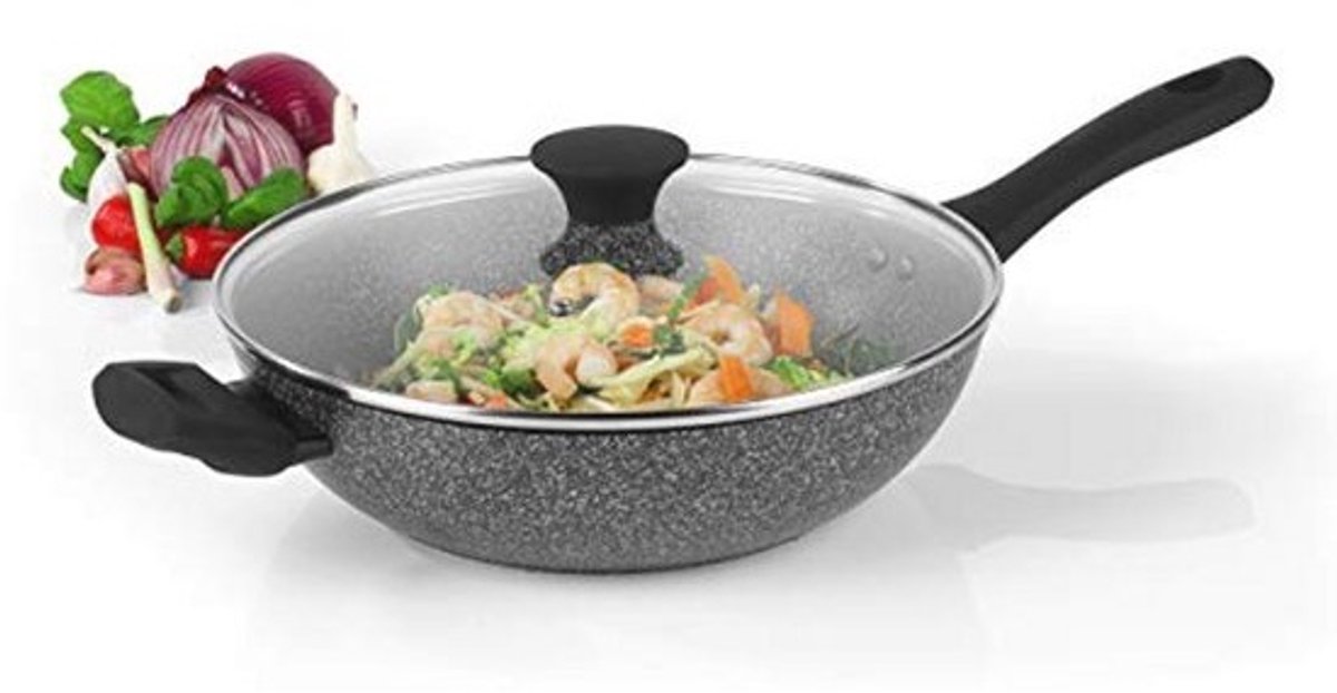 28 cm Non-Stick Wok van Aluminium - Geschikt voor Inductie en Vaatwasmachine