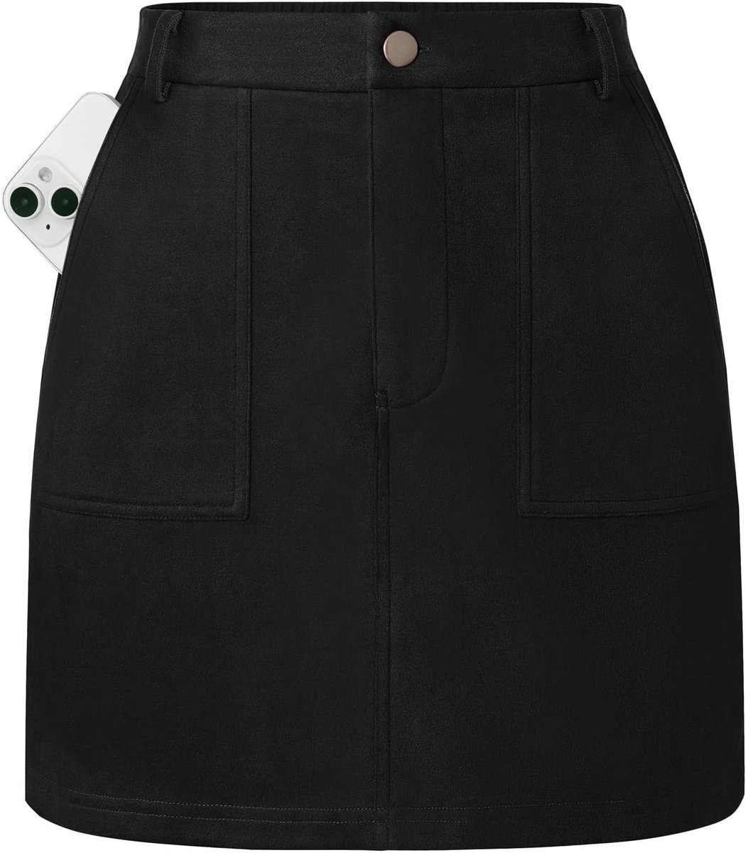 Kasin Casual A-lijn rok voor dames, zachte, elegante herfstrok met zakken