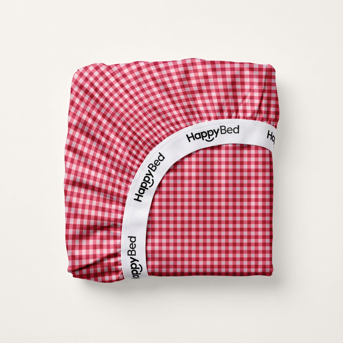 HappyBed Hoeslaken Gingham Burgundy Hoeslaken - 100% katoen - 160/180x200/220 cm - Onderlaken - Verfijnd jerseykatoen - Ademend katoen - Perfecte pasvorm