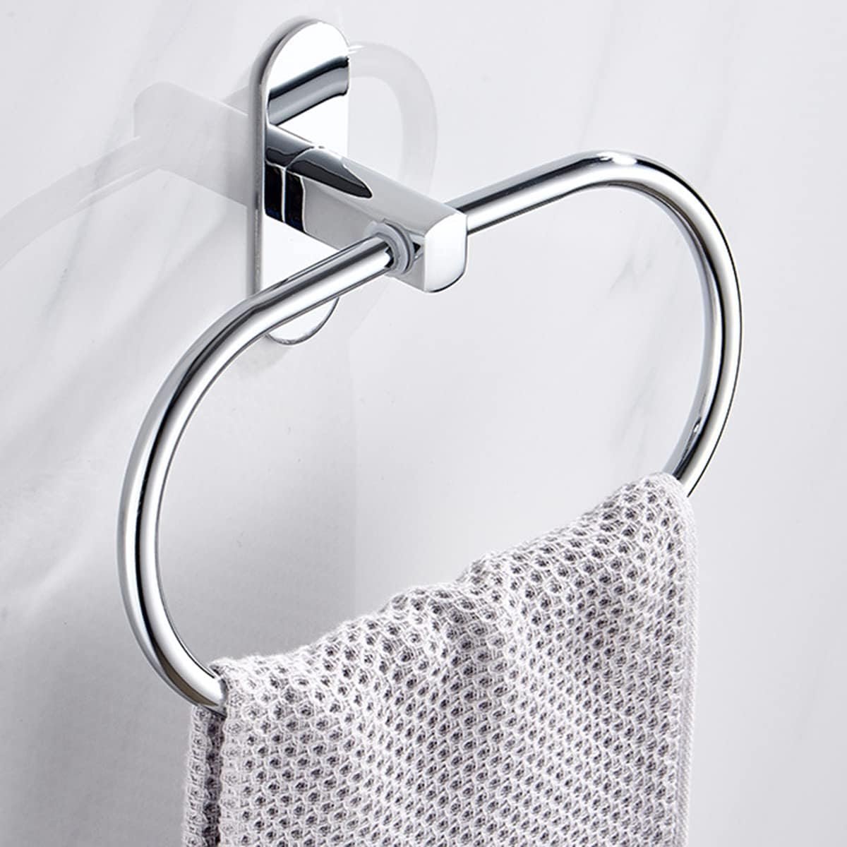 Handdoekring zonder boren, ronde handdoekhouder, RVS badkamerhanddoekhouder, zelfklevende handdoekhouder