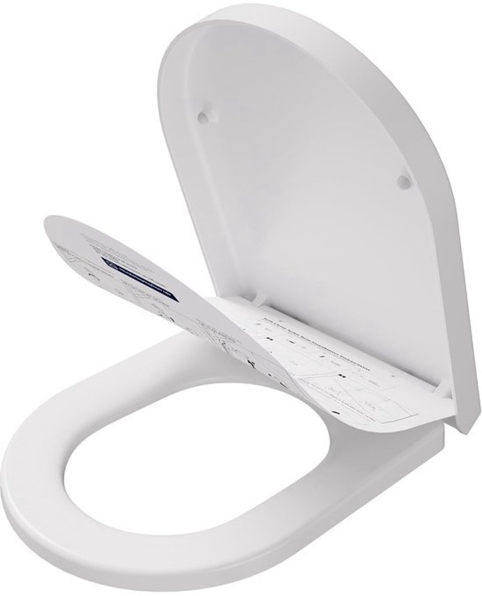 WC-bril D-vorm - Duroplast met Softclose & Antibacterieel - Snelbevestiging Universeel
