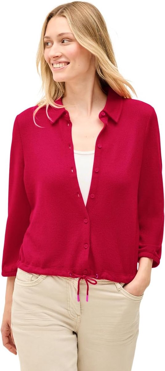Lichte crêpe jas voor dames, Glazed Apple Red, L