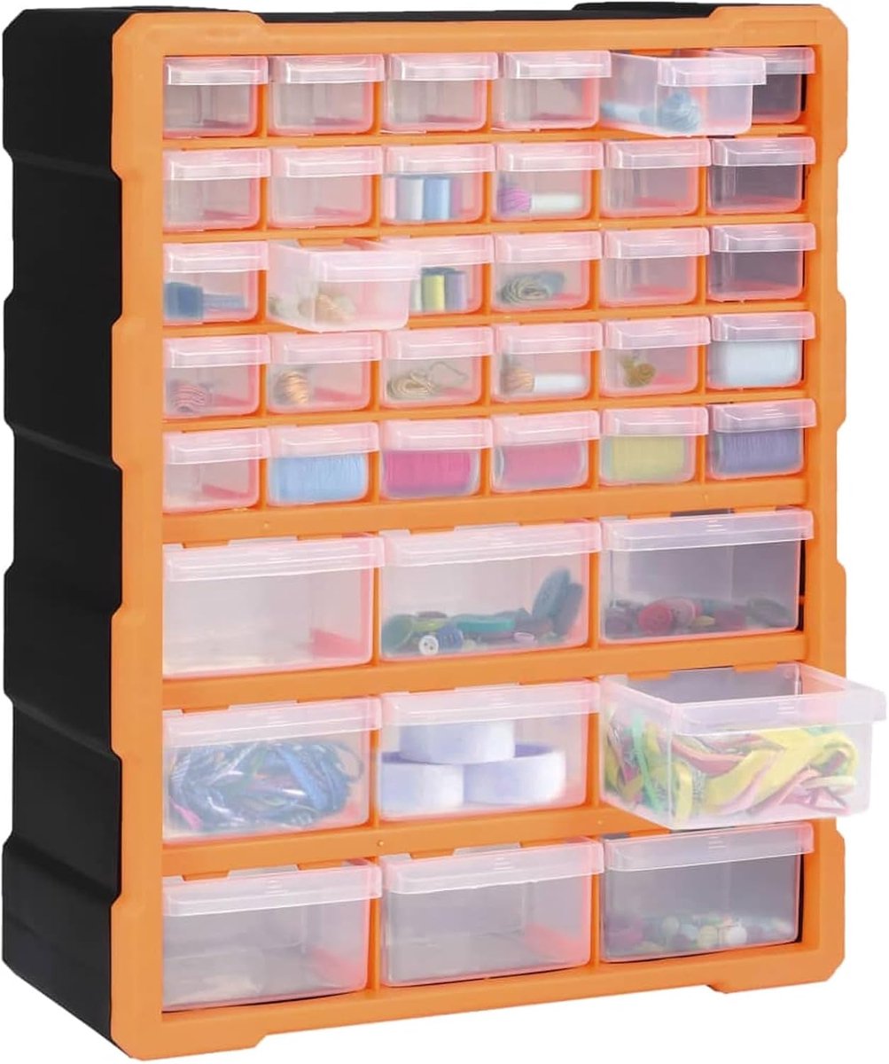 Organizer met 39 laden, 38 x 16 x 47 cm, PP, voor werkplaats en naaiaccessoires