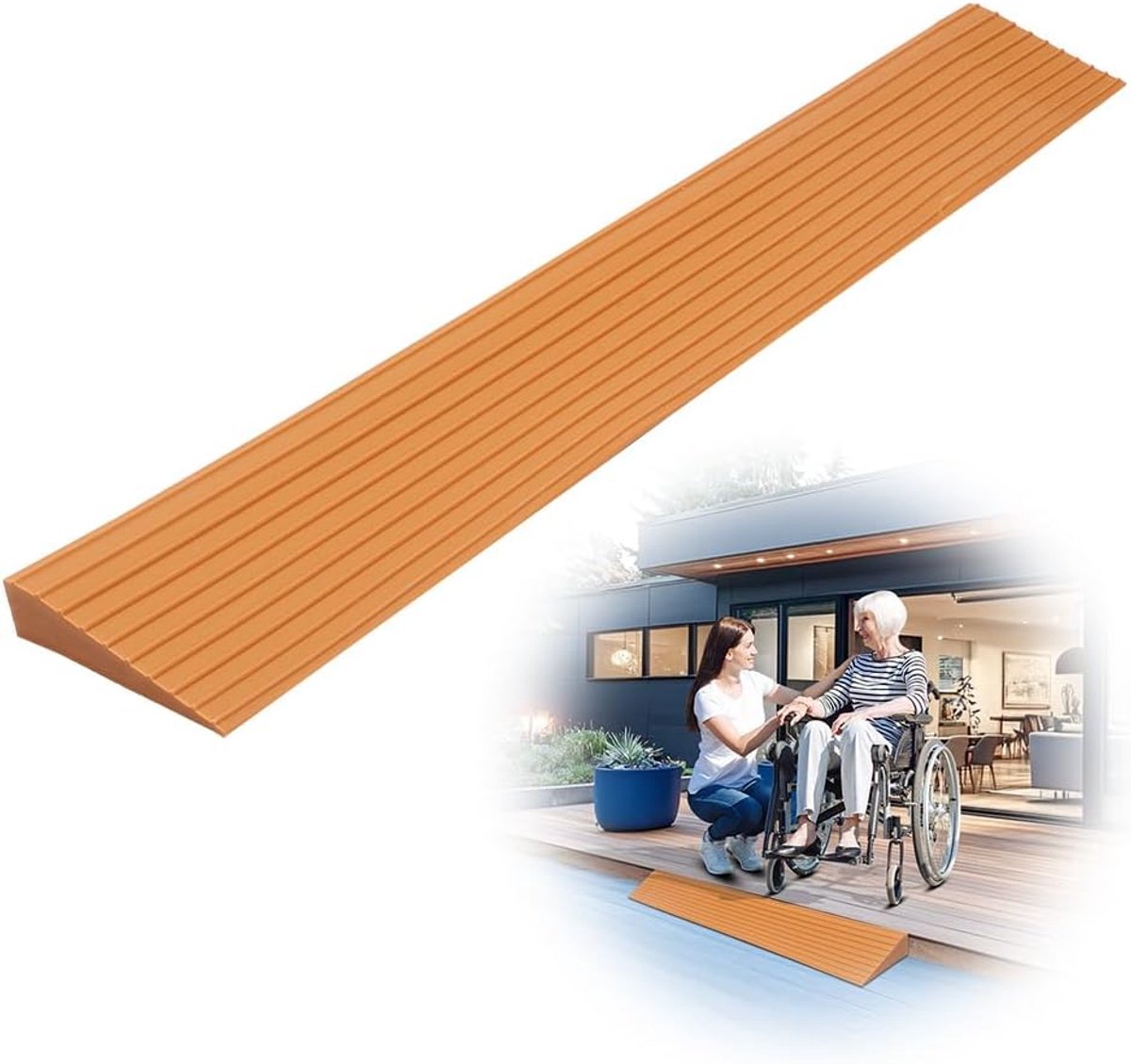 100 x 8 x 2 cm Rolstoelhelling, PVC antislipoppervlak voor rolstoel, kinderwagen, rollator of scooter