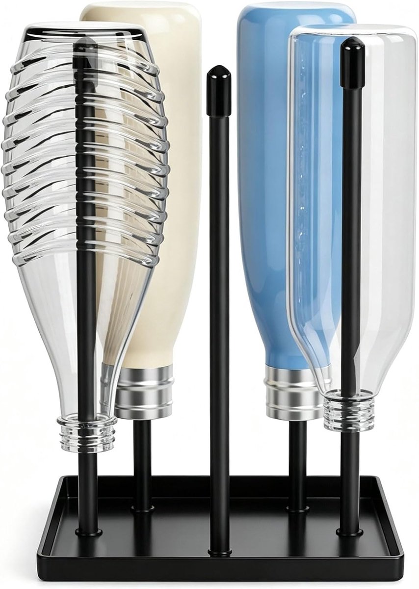 Flessenhouder voor SodaStream met opvangbak, afdruipbak voor 5 flessen