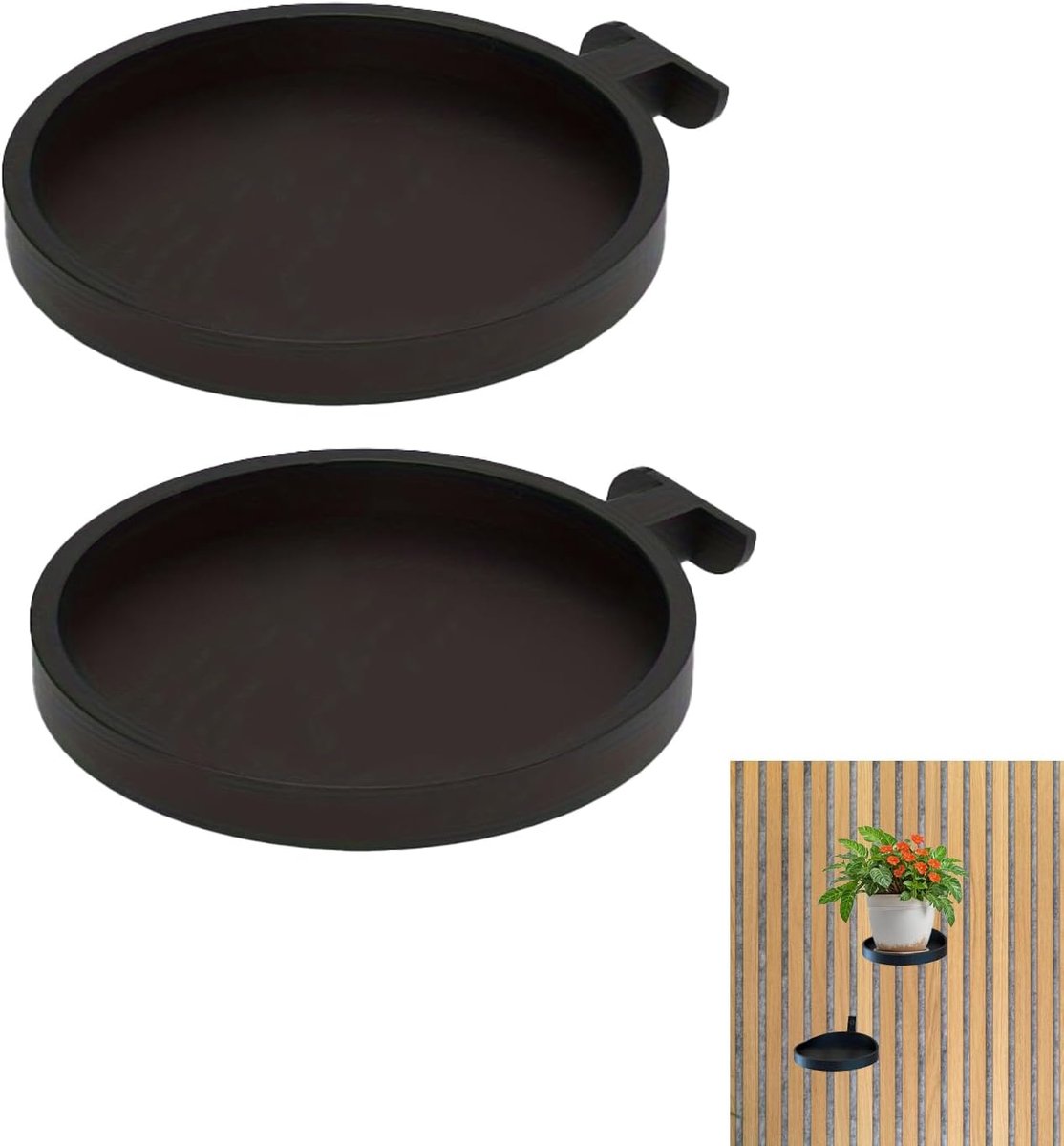 2 stuks wandplantenhouders, wandrek, plantenbakken, diameter 11,5 cm, zonder boren, eenvoudig te hanteren, flexibele instelling, voor muren van geluiddichte panelen