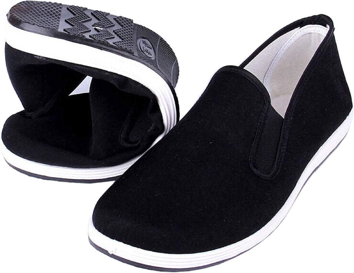 Fu Tai Chi Martial Arts Schoenen Rubberen Zool Unisex Canvas Antislip Mode Qigong Trainers Zwart