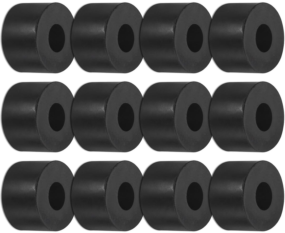 12 stuks isolerende rubberen sluitringen, 1 inch OD 0,4 inch ID 1,5 cm dik, mechanische anti-trilling, rubberen sluitringen voor accessoires huis en auto [zwart]