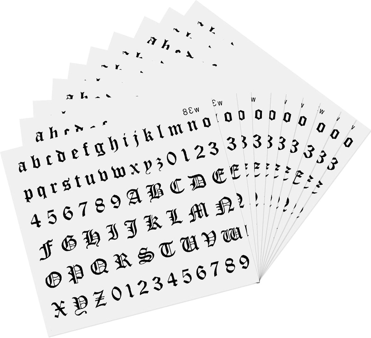 Tijdelijke tatoeages, kleine Engelse letters en cijfers, alfabettatoeages voor volwassenen, vingers, hals en lichaam