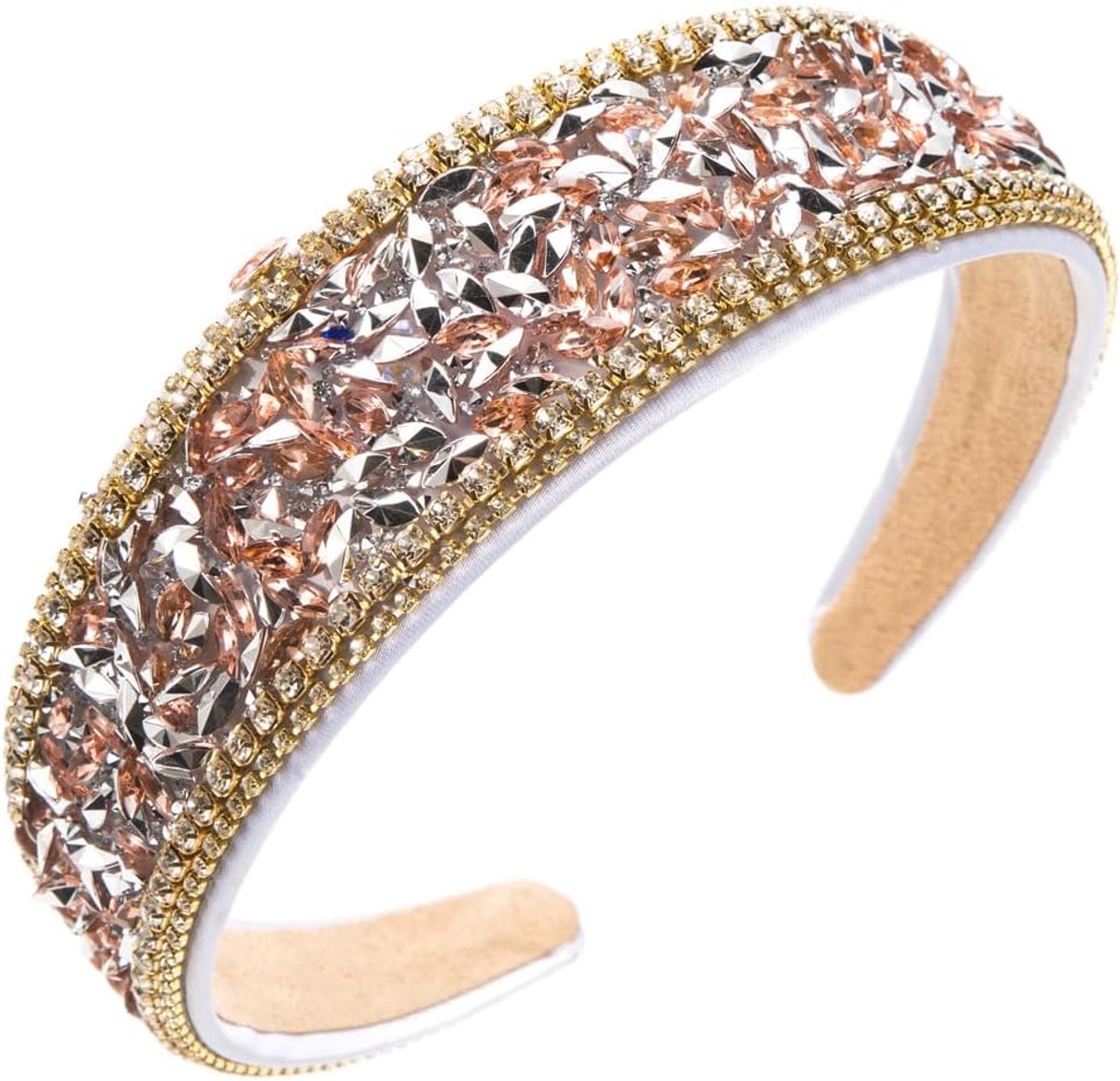 Banden Brede Strass Haarband Bling Diamant Haarbanden Antislip Kralen Hoofdbanden voor Vrouwen (coffe13a)